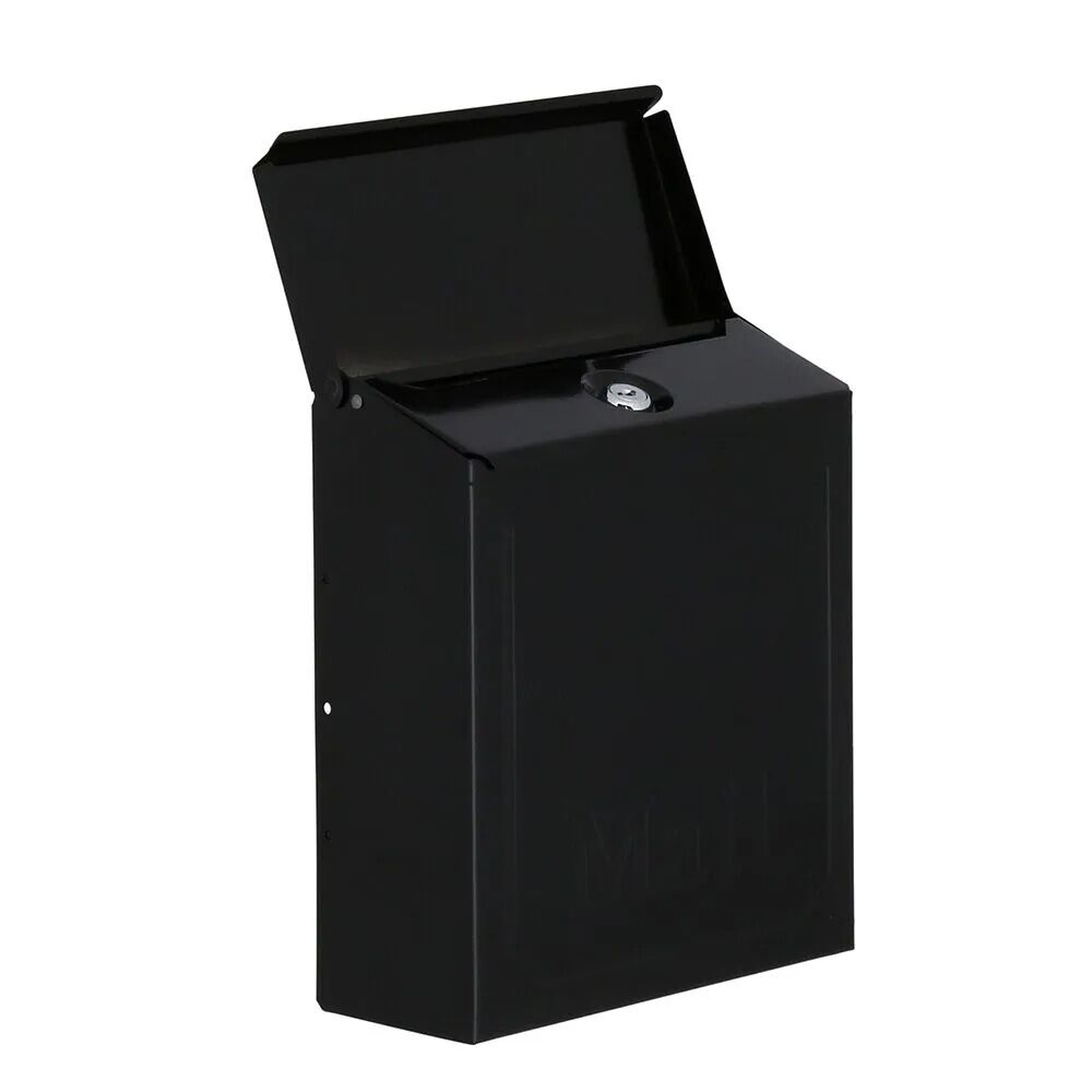 Gibraltar Black Townhouse Locking Wall Mount Mailbox, 10 1/10-In x 8 3/5-In x 4 1/10-In
