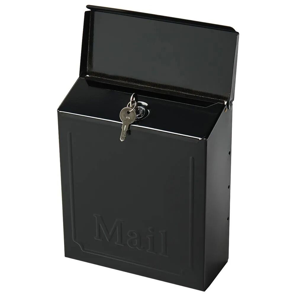 Gibraltar Black Townhouse Locking Wall Mount Mailbox, 10 1/10-In x 8 3/5-In x 4 1/10-In