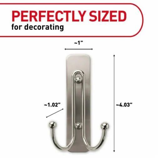 Command Decorative Large Brushed Nickel Double Hook