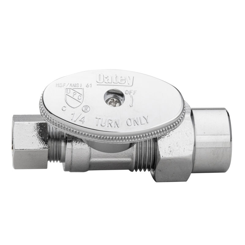 Oatey 1/4-Turn Straight Water Stop Valve, 1/2 X 3/8-In