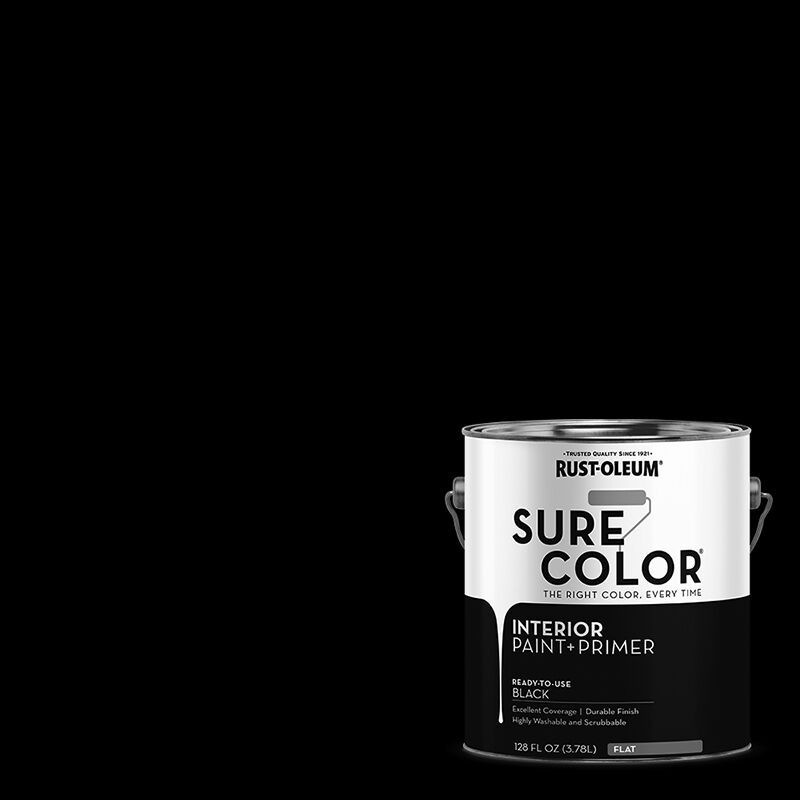 Rust-Oleum Sure Color Interior Wall Paint And Primer Flat Black, 1-Gal