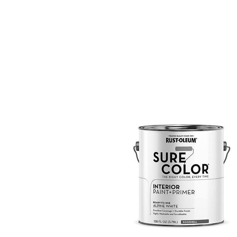 Rust-Oleum Sure Color Interior Wall Paint And Primer Eggshell Alpine White, 1-Gal