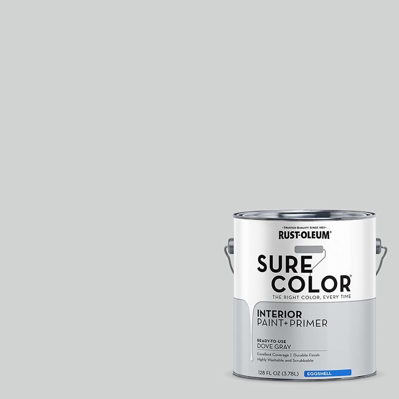 Rust-Oleum Sure Color Interior Wall Paint And Primer Eggshell Dove Gray, 1-Gal