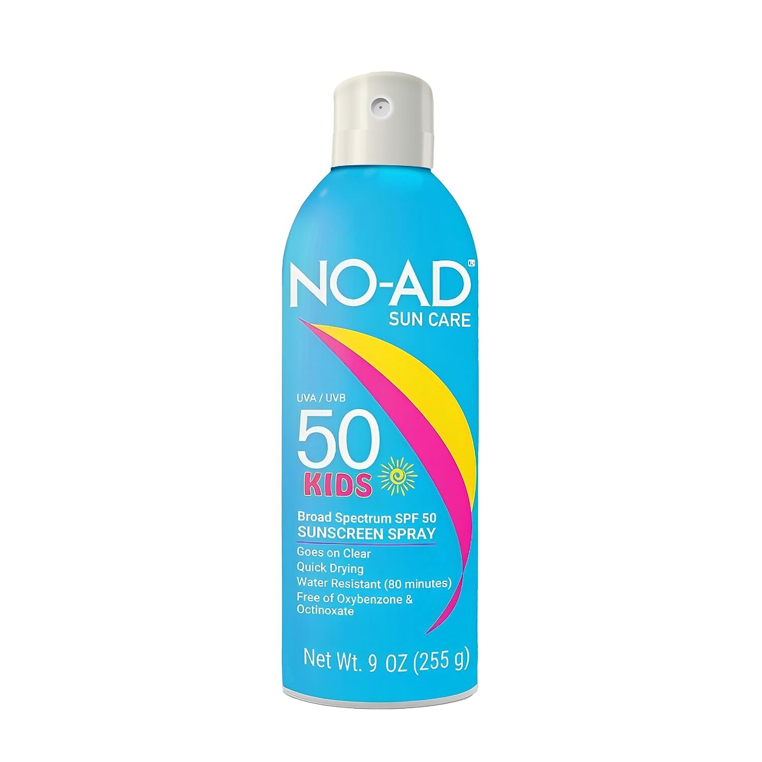 NO-AD Kids Waterproof Sunscreen Spray SPF 50, 9 oz.