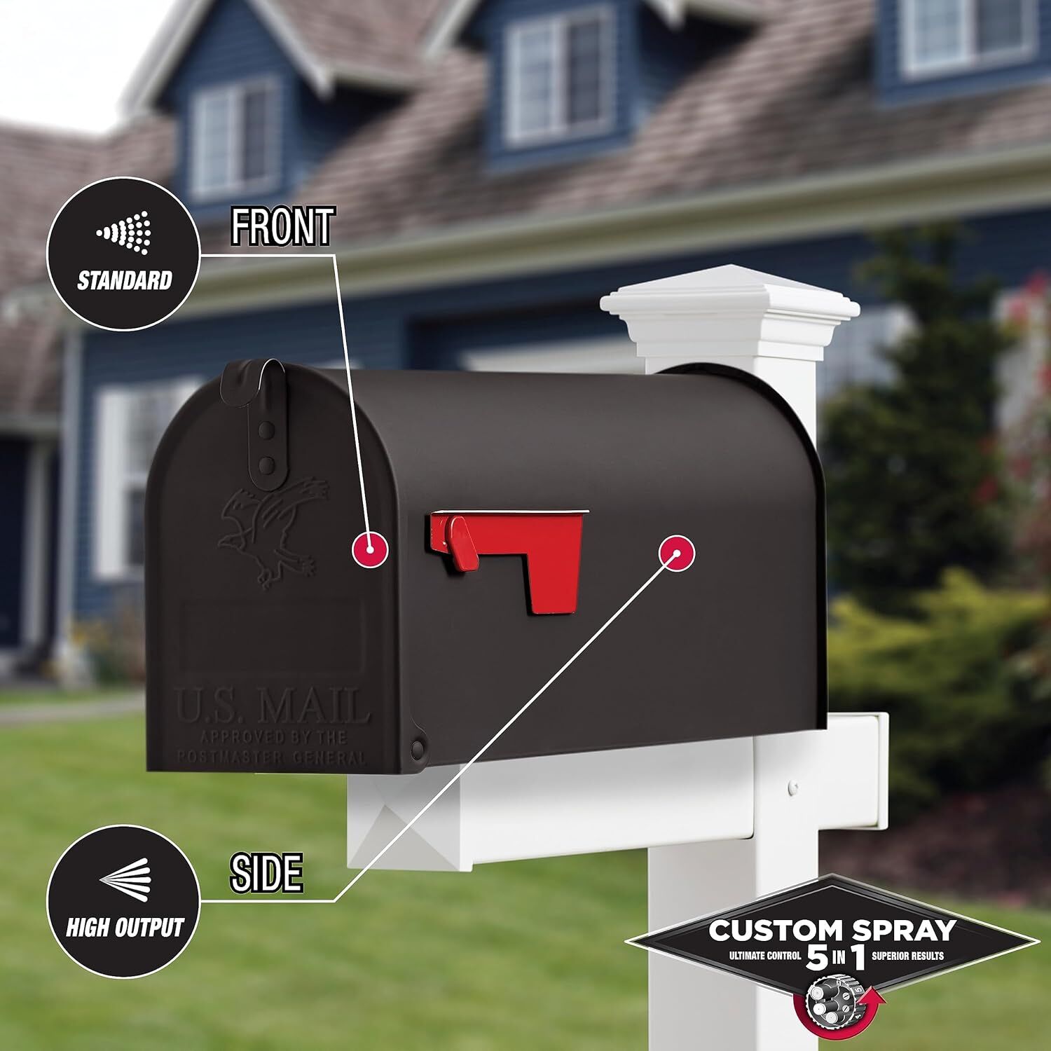 Rust-Oleum Stops Rust Flat Black Protective Enamel Custom 5-In-1 Spray Paint, 12-Oz