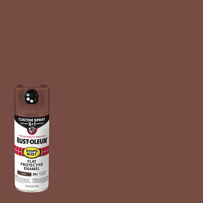 Rust-Oleum Stops Rust Flat Brown Protective Enamel Custom Spray 5-In-1, 12-Oz