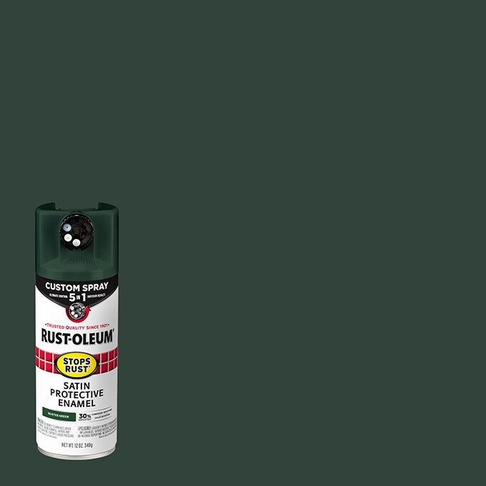 Rust-Oleum Protective Enamel Custom Spray 5-in-1 Satin Hunter Green Spray Paint, 12-Oz