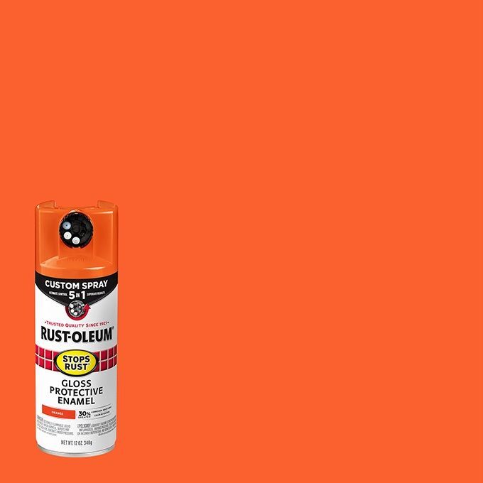 Rust-Oleum Stops Rust Protective Enamel Spray Paint Gloss Orange Custom Spray 5-In-1, 12-Oz