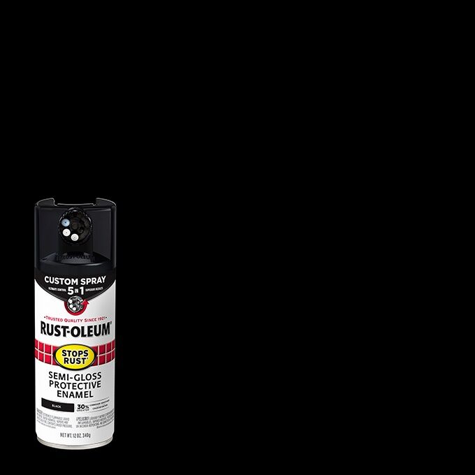 Rust-Oleum Stops Rust Protective Enamel Spray Paint Semi-Gloss Black Custom Spray 5-In-1, 12-Oz