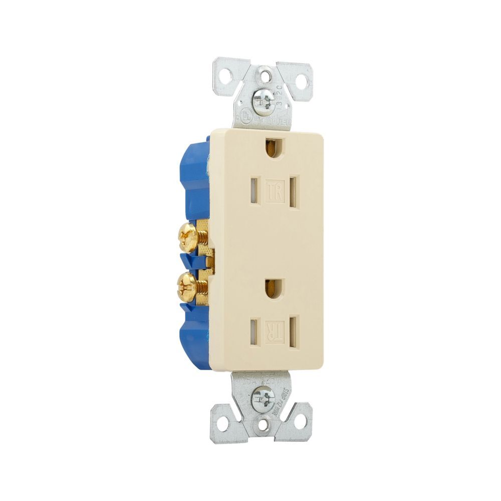 Eaton TR1107V Ivory Residential Grade Decorator Duplex Receptacle