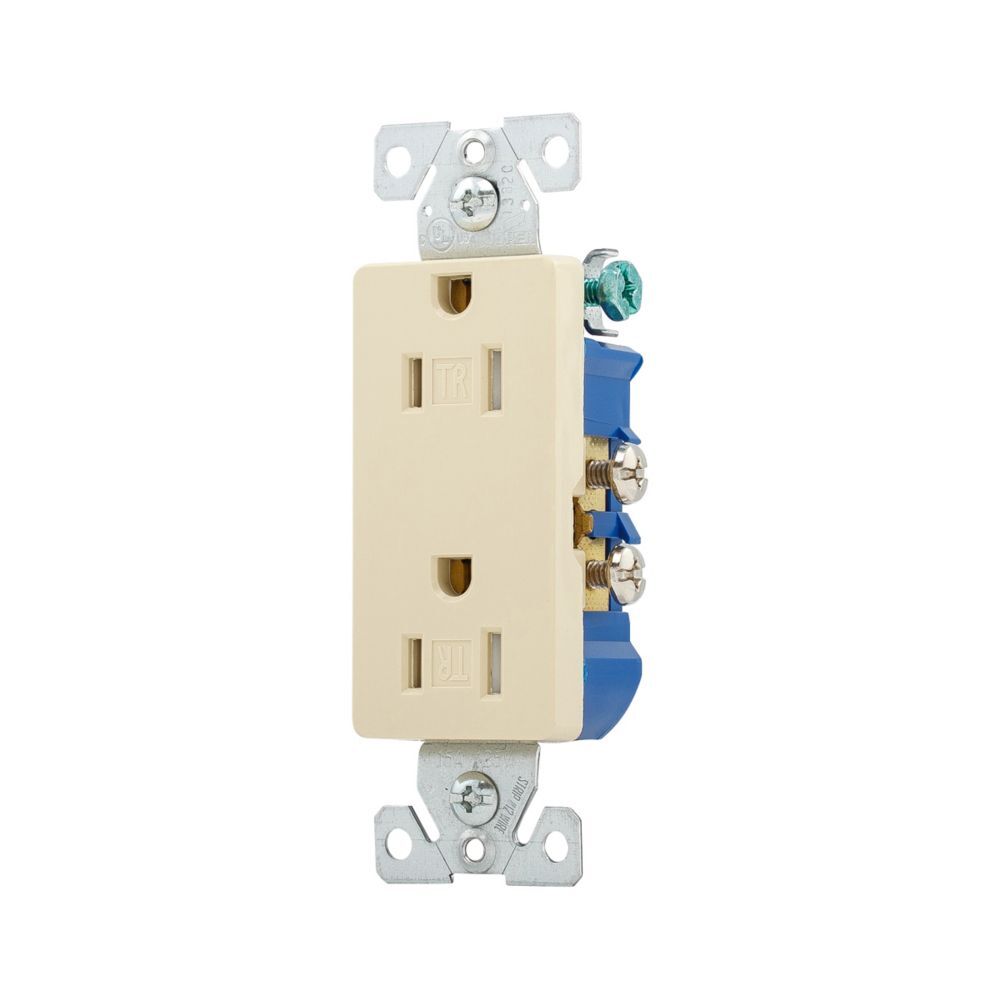 Eaton TR1107V Ivory Residential Grade Decorator Duplex Receptacle
