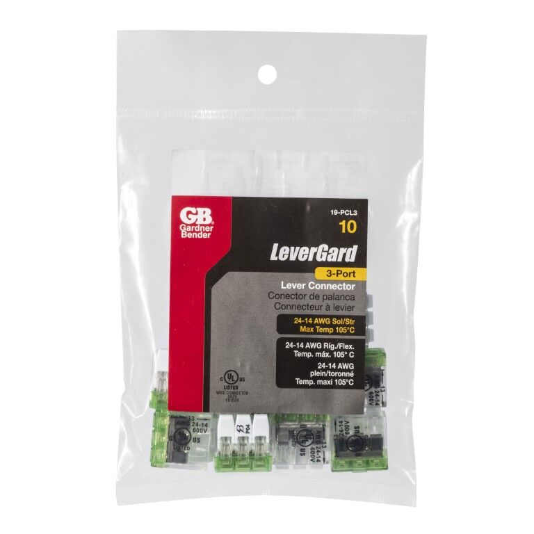 Gardner Bender LeverGard 3-Wire Splicing Connector, 24-14 Gauge, 10-Pk
