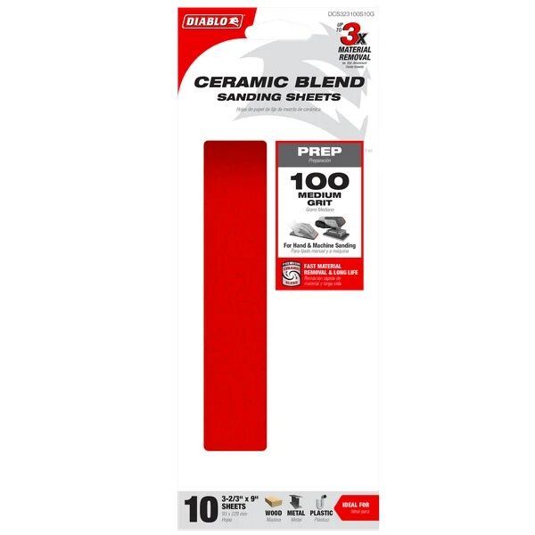 Diablo 1/3 Sheet 80-Grit Sanding Sheets, 10-Pc
