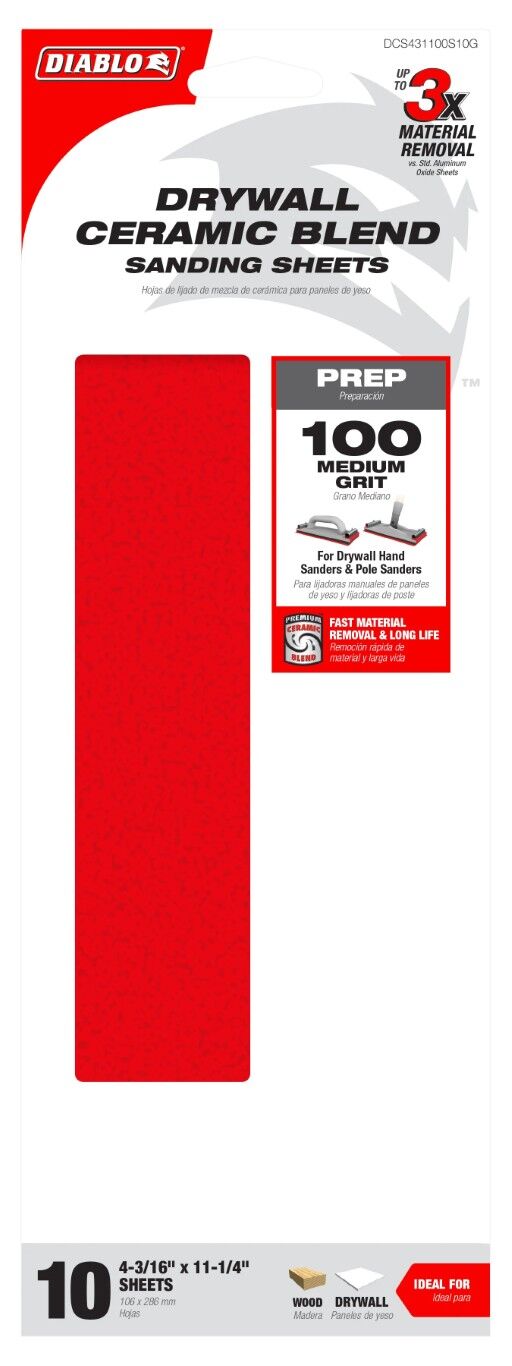 Diablo 100-Grit Sanding Sheets For Drywall, 4 3/16-In x 11 1/4-In, 10-Pc