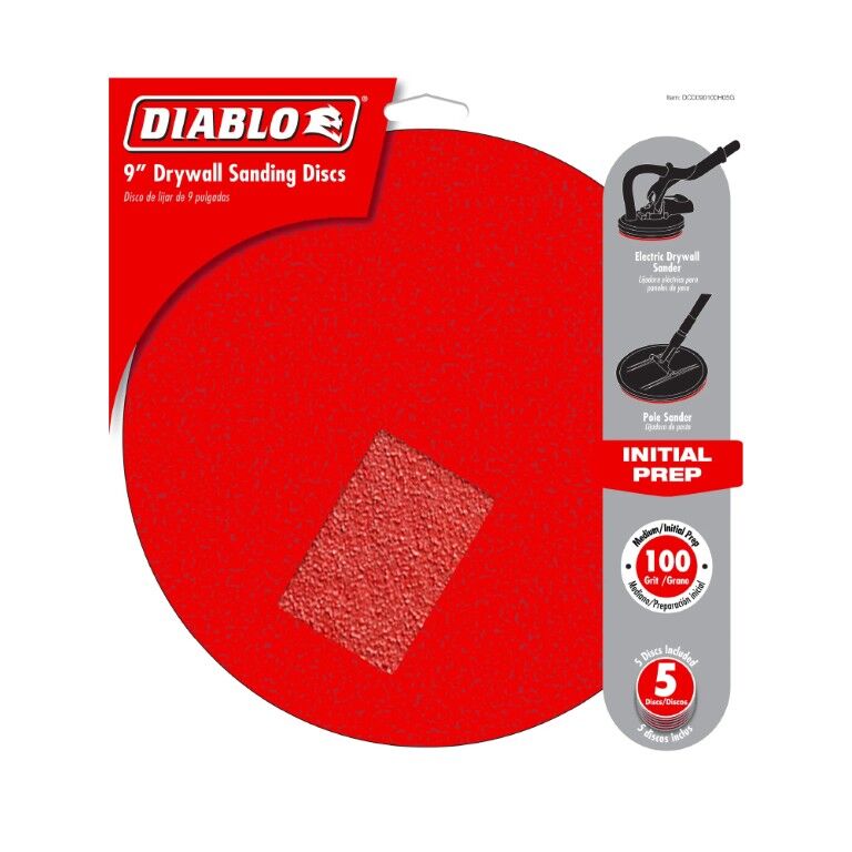 Diablo 100-Grit Hook & Lock ROS Sanding Discs For Drywall, 9-In, 5-Pk