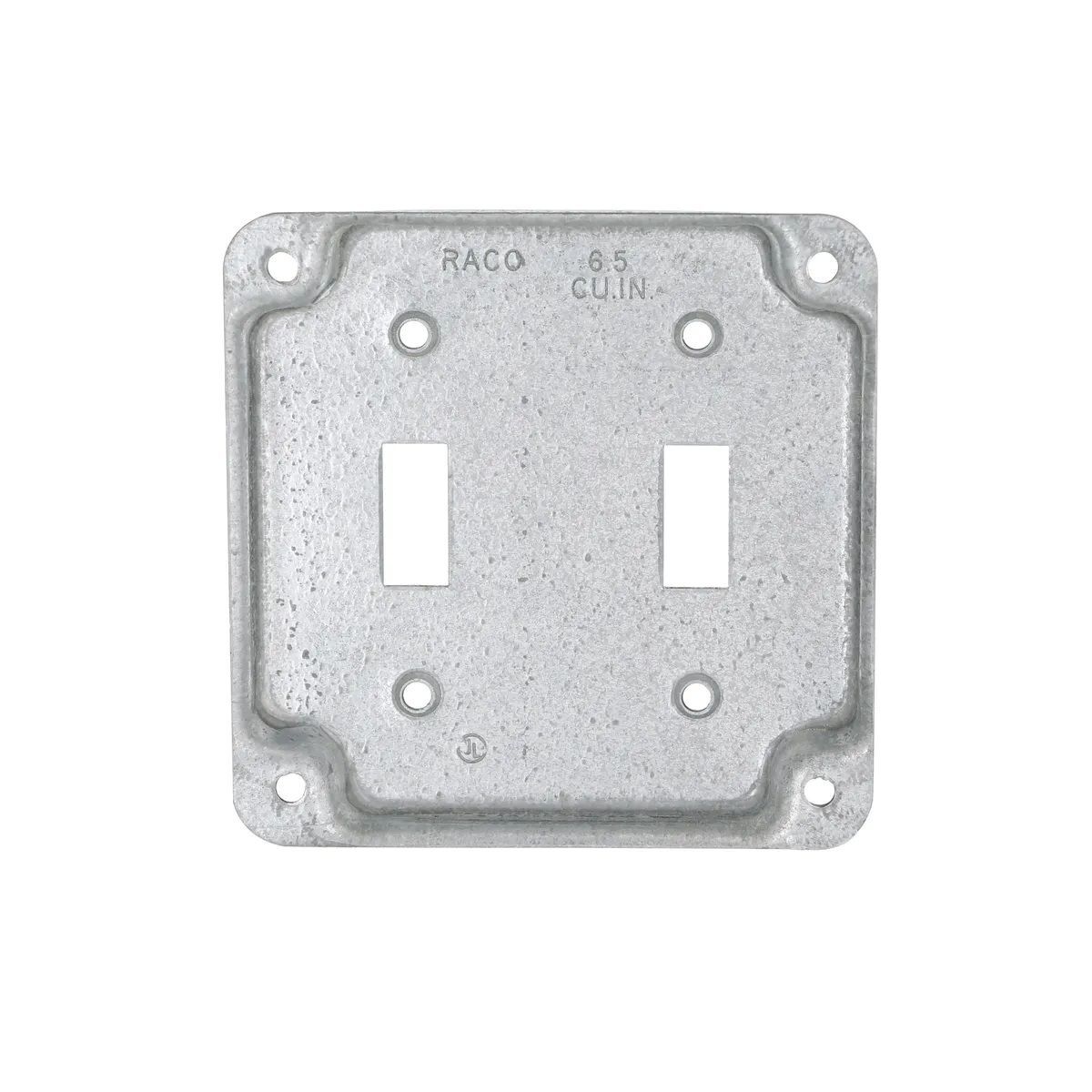 Raco Exposed Work Square Cover, 2-Toggle Switches, 4-In