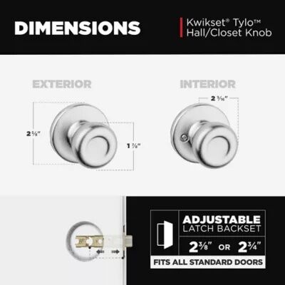 Kwikset Tylo Hall/Closet Satin Chrome Door Knob