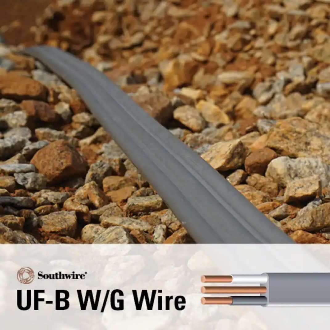 Southwire Gray UF-B Copper Cable 10 Gauge 2 Conductor Solid With Ground, 250-Ft