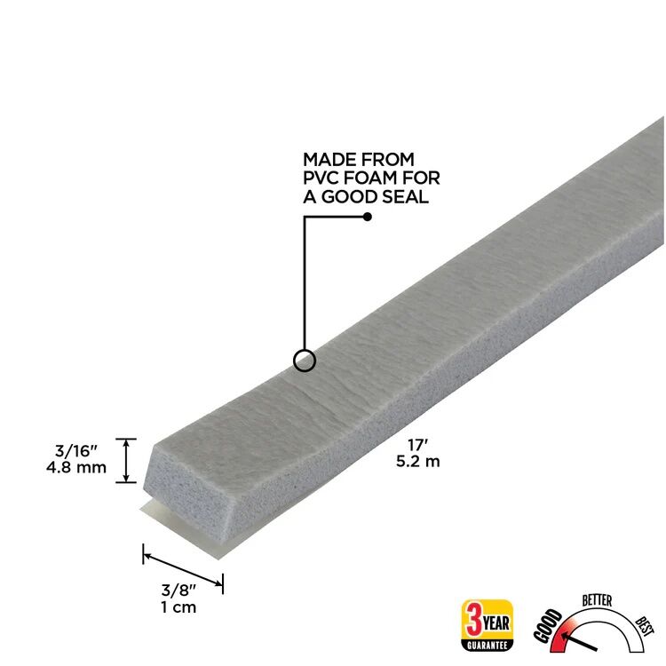 M-D Building Products Gray Foam Window Seal For Gaps 3/8-In x 3/16-In x 17-Ft
