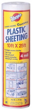 Warp's Poly-Cover Plastic Sheeting 4Mil Clear, 10-In X 25-Ft