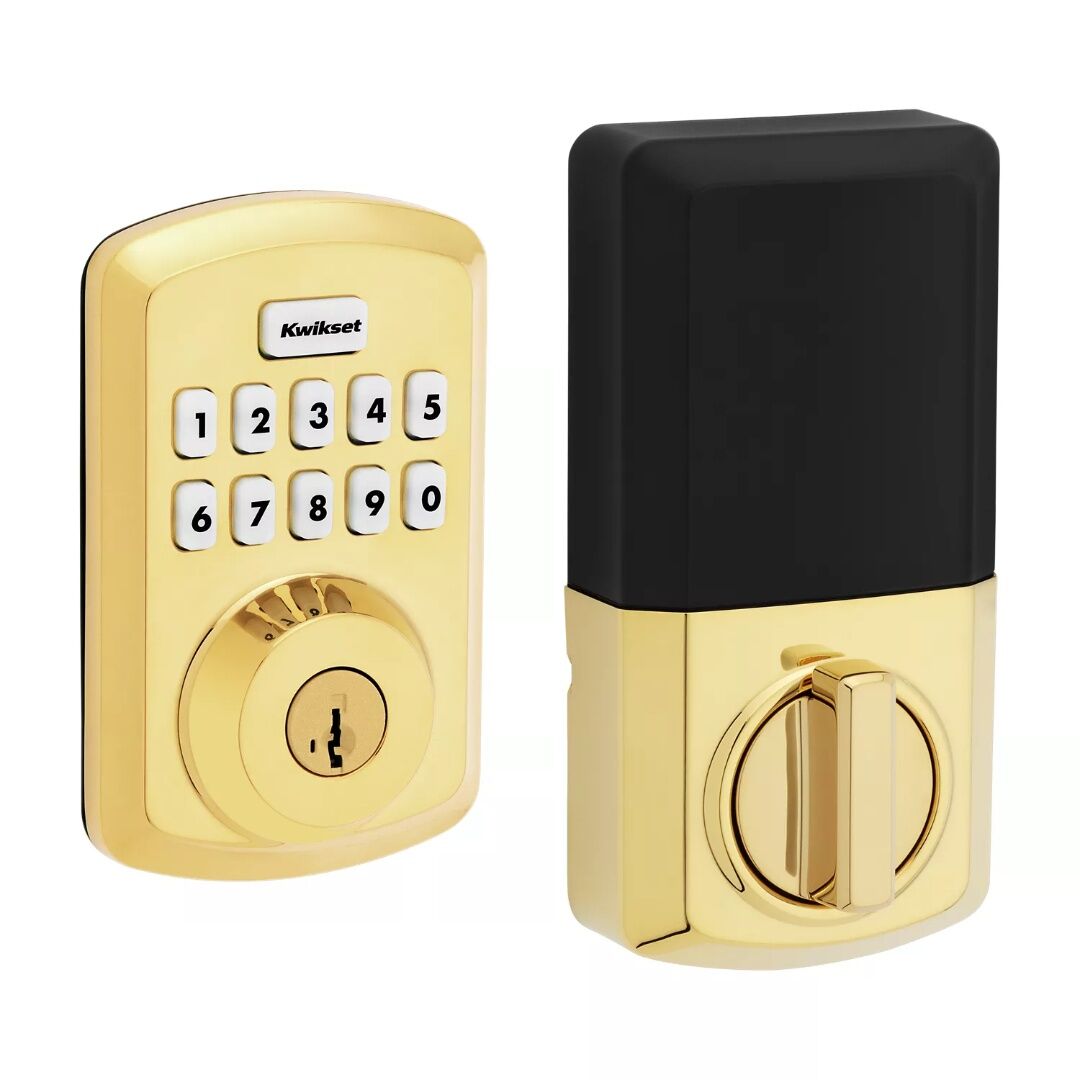 Kwikset Lifetime Polished Brass Powerbolt 250 Transitional Keypad Electronic Lock