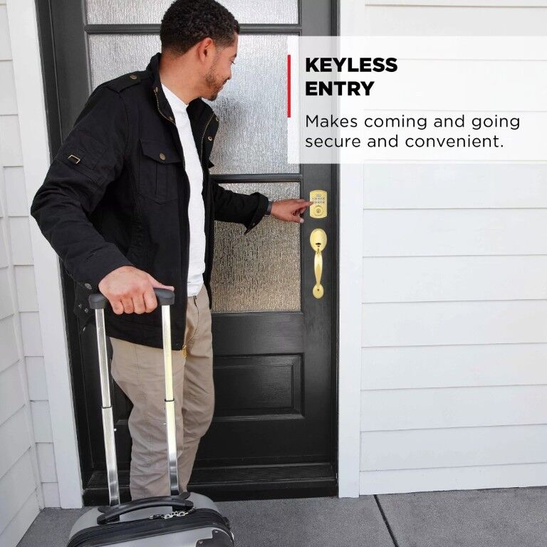 Kwikset Lifetime Polished Brass Powerbolt 250 Transitional Keypad Electronic Lock