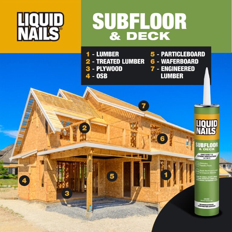 Liquid Nails Solvent Based Subfloor & Deck Interior/Exterior Construction Adhesive, 28-Oz