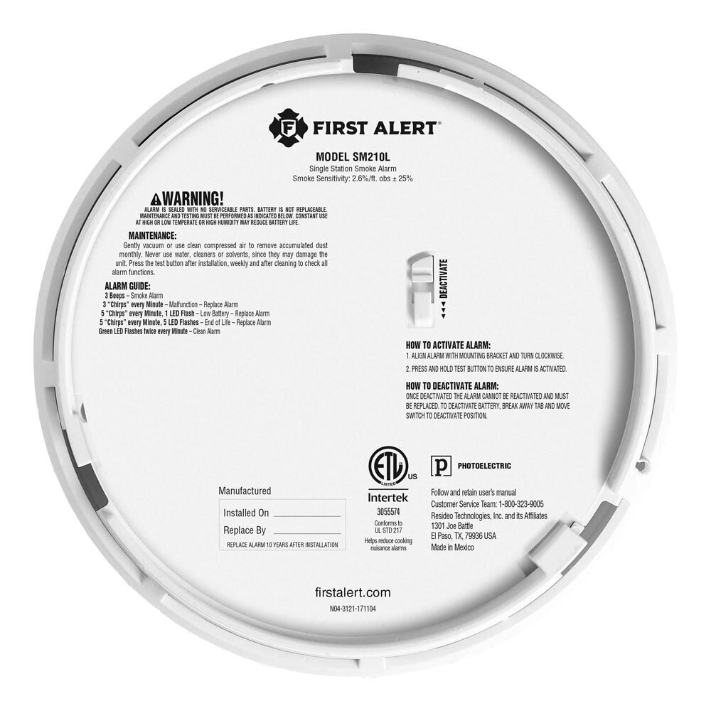 First Alert 10-Year Battery Smoke Alarm With Safety Path Light