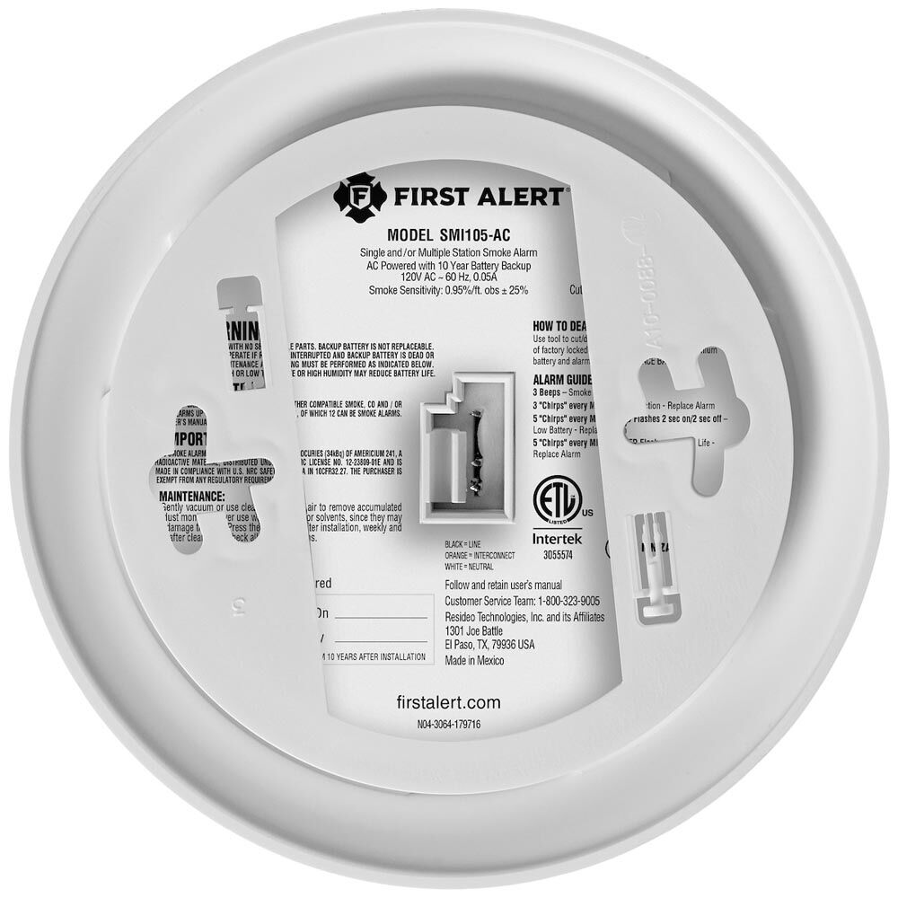 First Alert Interconnect Hardwire Smoke Alarm With 10-Year Battery Backup