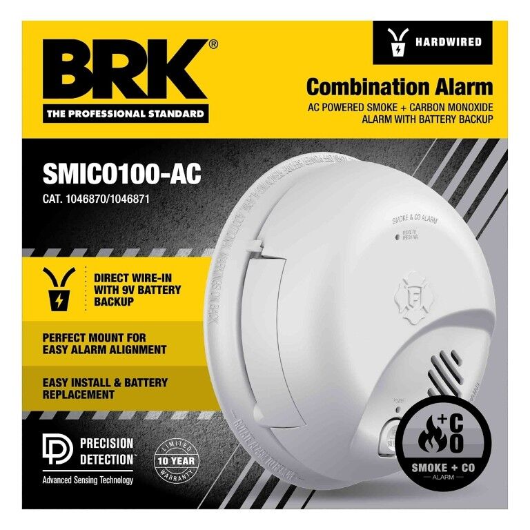 BRK Interconnect Hardwire 2-In-1 Smoke & CO Alarm With Battery Backup