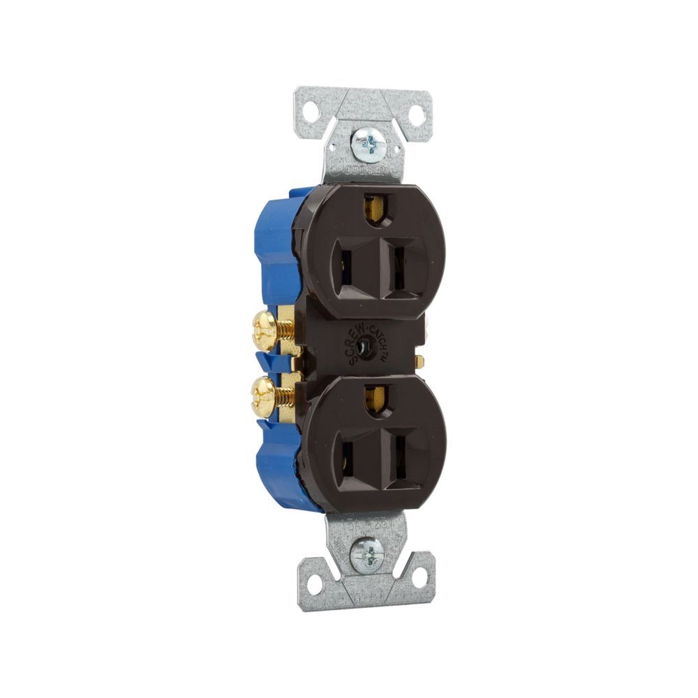 Eaton Brown NEMA 5-15R Residential Grade Duplex Receptacle, 14-10 Gauge, 15-A, 125-V