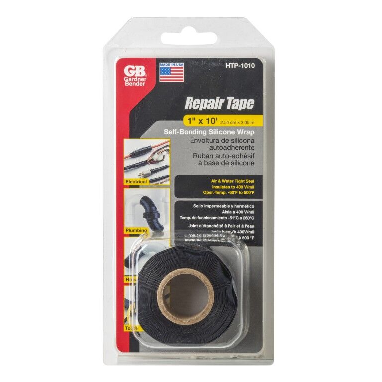 Gardner Bender Black Self-Sealing Repair Tape, 1-In x 10-Ft