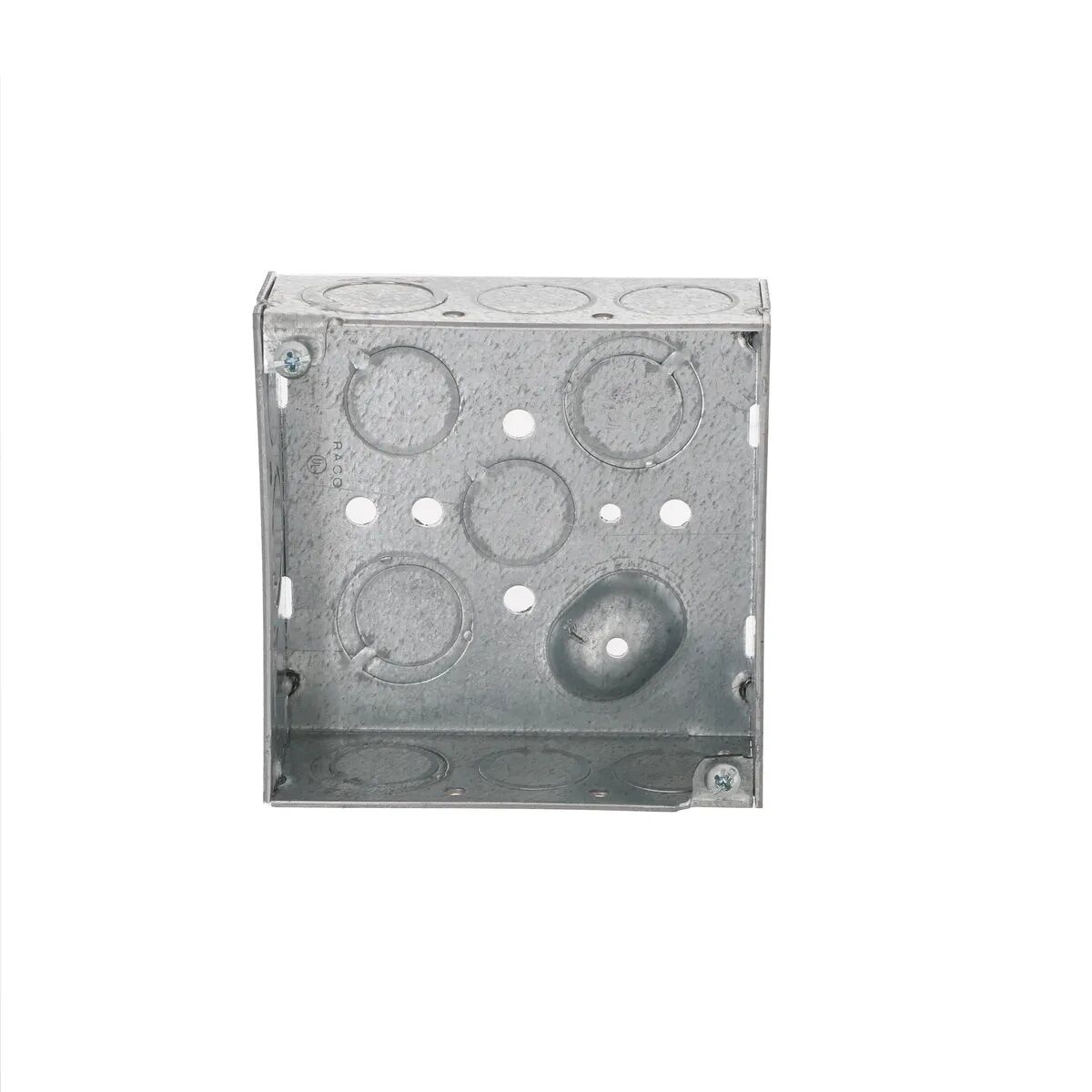 Raco Welded Square Box With 16 Knockouts & Raised Ground, 4-In x 4-In x 1 1/2-In