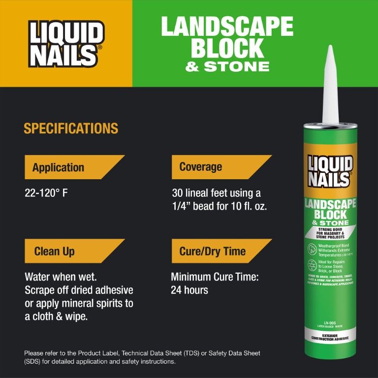 Liquid Nails Landscape Block & Stone Exterior Construction Adhesive, 10-Oz