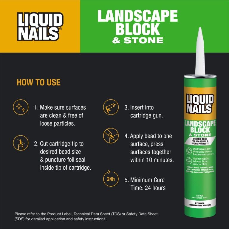 Liquid Nails Landscape Block & Stone Exterior Construction Adhesive, 10-Oz