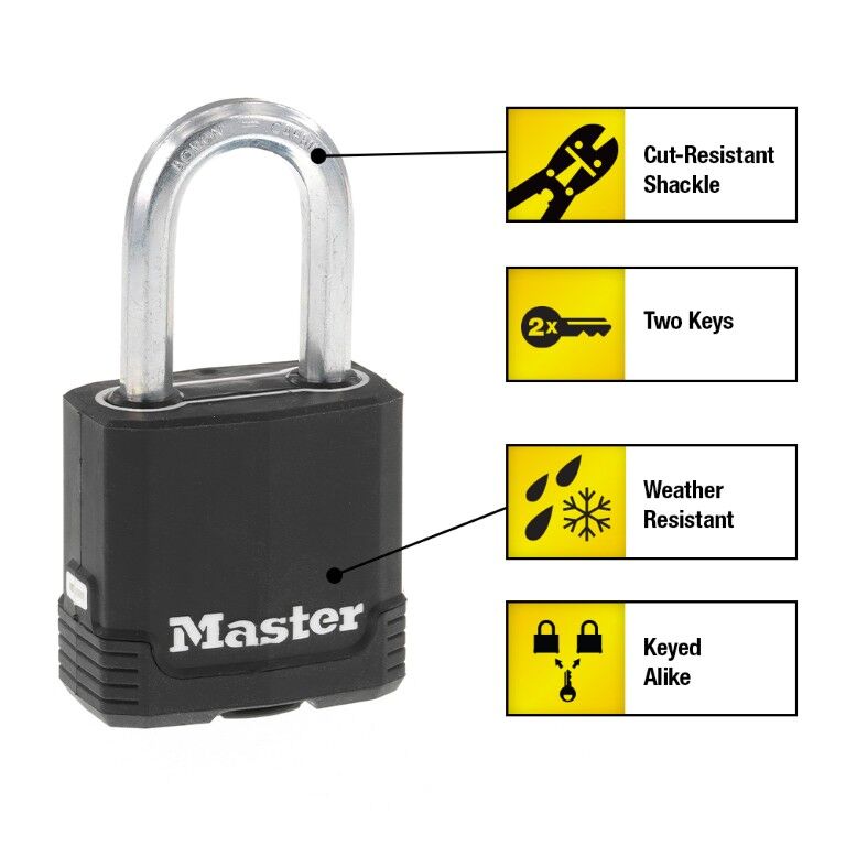 Master Lock Magnum Covered Laminated Steel Padlock, 1 7/8-In x 1 1/2-In, 2-Pk