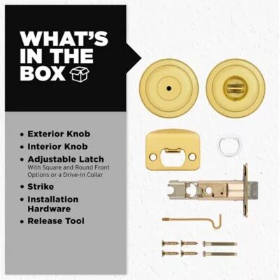 Kwikset Tylo Bed/Bath Polished Brass Door Knob