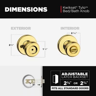 Kwikset Tylo Bed/Bath Polished Brass Door Knob