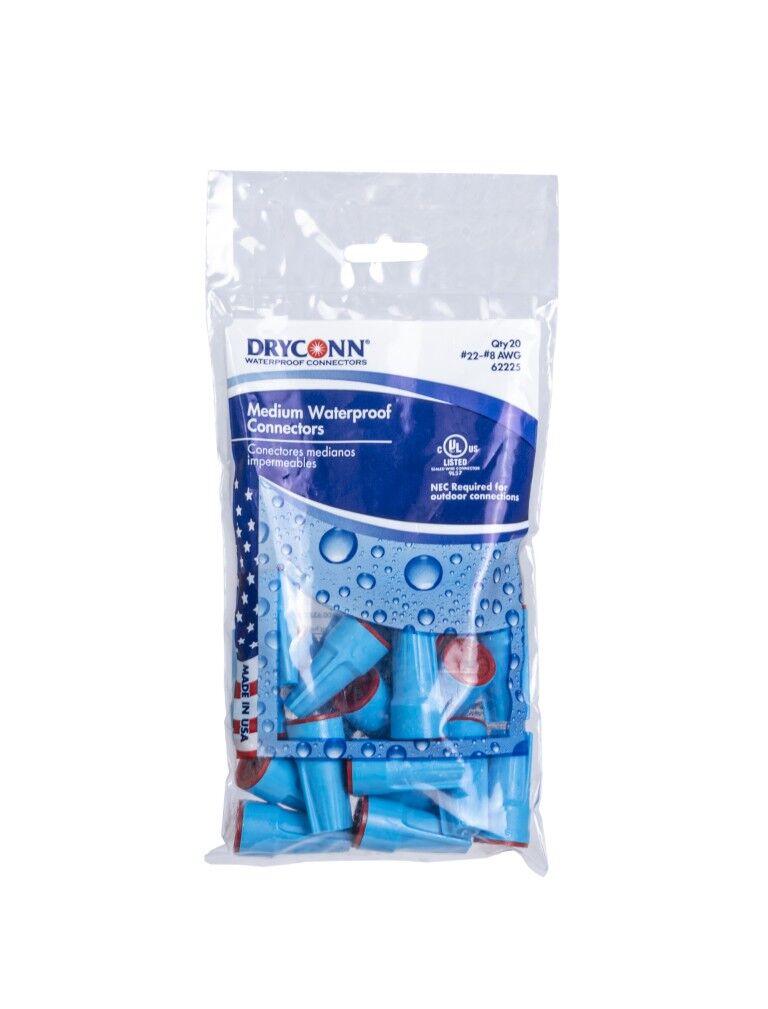 King Innovation DryConn Medium Aqua/Red Waterproof Wire Connector, 20-Pk