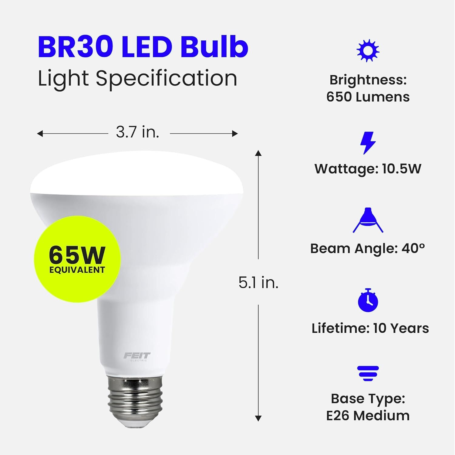 Feit Electric LED BR30 Light Bulbs, 65-W