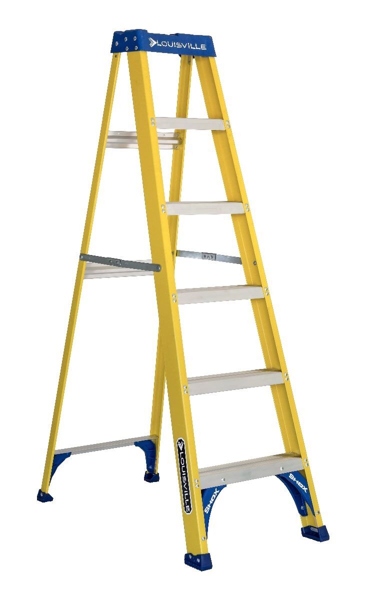 Louisville Ladder Fiberglass Step Ladder, Type I, Load Capacity 250-Lb, 6-Ft