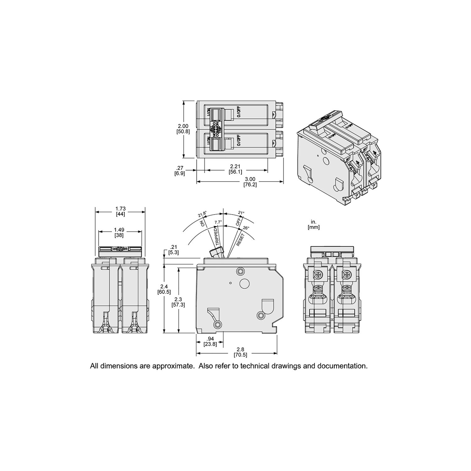 Square D Homeline Standard 2-Pole Mini Circuit Breaker, 20-A, 120-V/240-V AC