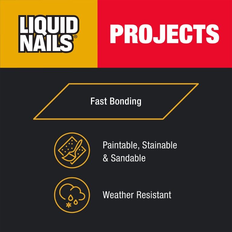 Liquid Nails Projects Interior & Exterior Multi-Purpose Repair Adhesive, 4-Oz
