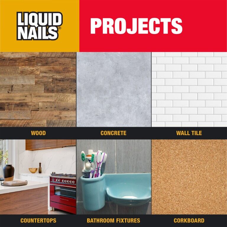 Liquid Nails Projects Interior & Exterior Multi-Purpose Repair Adhesive, 4-Oz