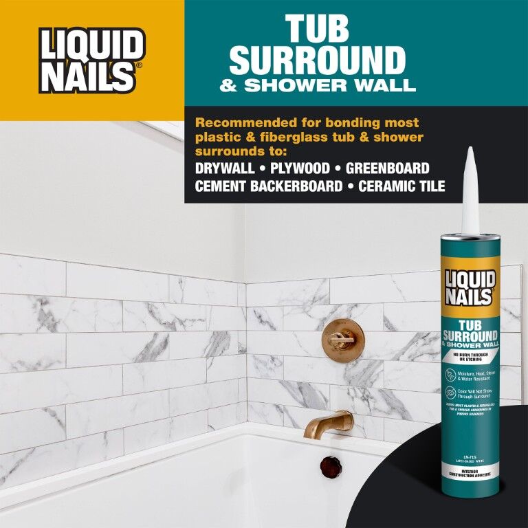 Liquid Nails Tub Surround & Shower Wall Interior Latex Based Construction Adhesive, 10-Oz