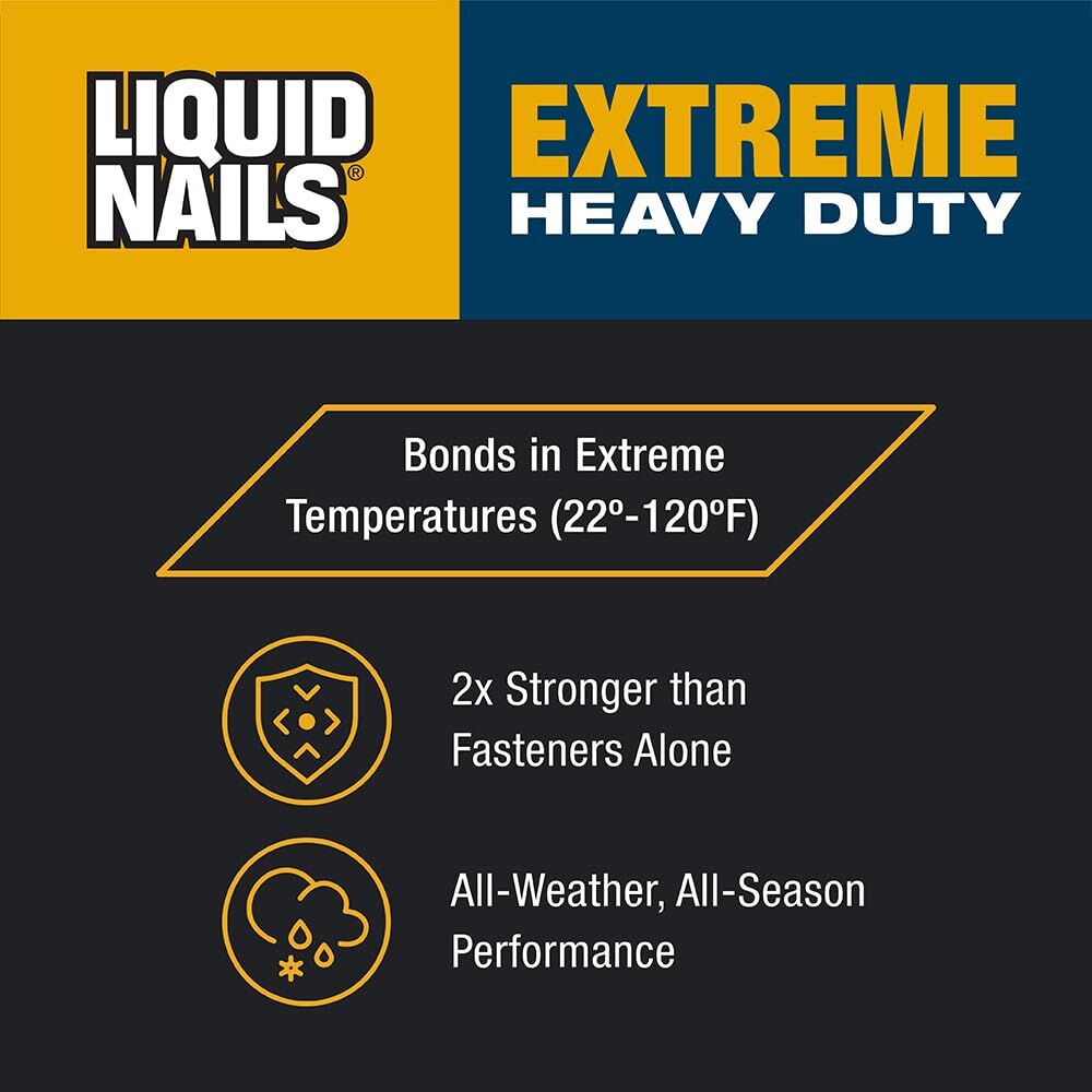 Liquid Nails Extreme Heavy Duty Interior & Exterior Construction Adhesive, 10-Oz