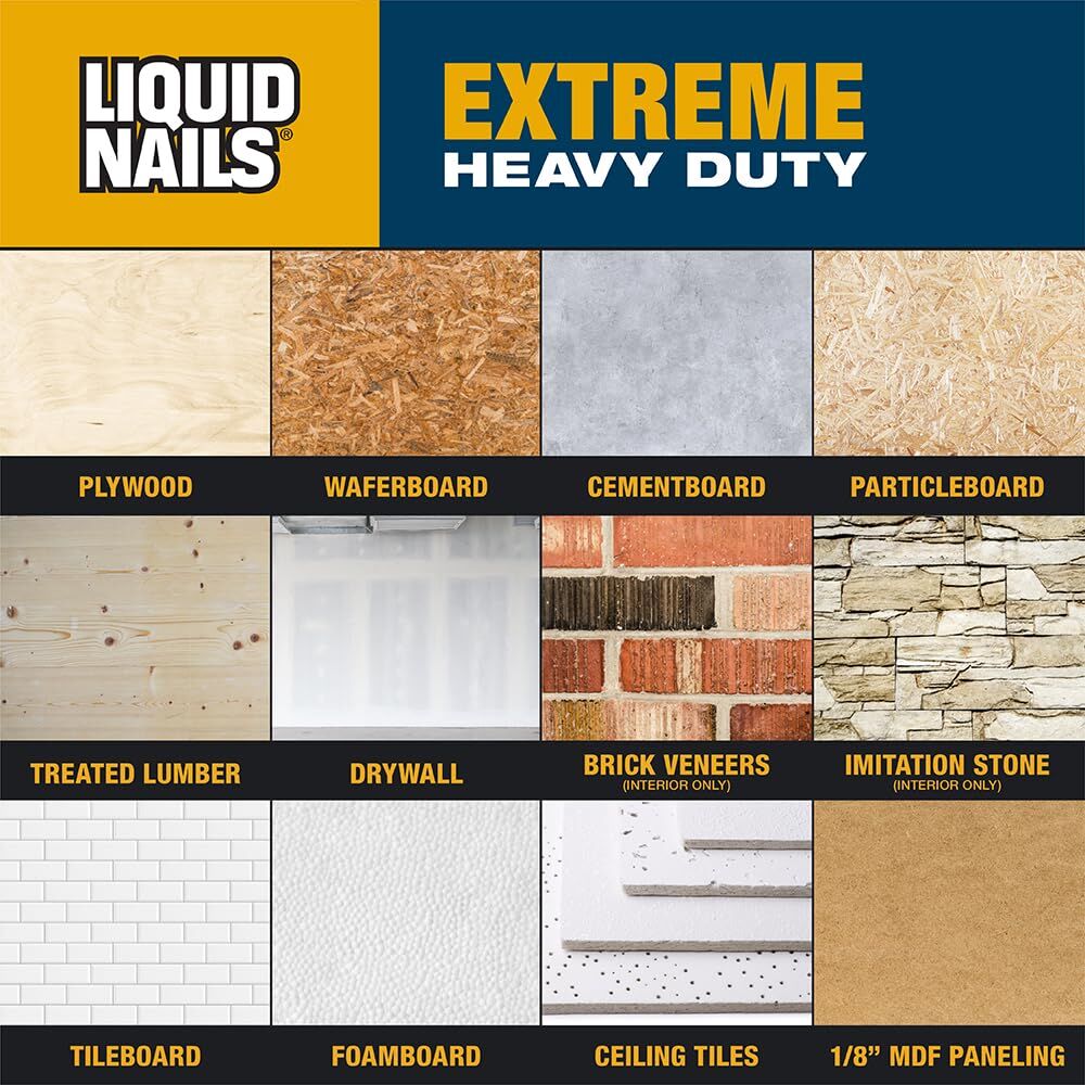 Liquid Nails Extreme Heavy Duty Interior & Exterior Construction Adhesive, 10-Oz