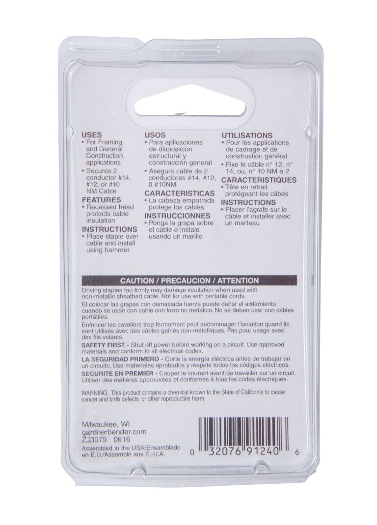 Gardner Bender Graphite Metal Staples, 1/2-In, 24-Pk