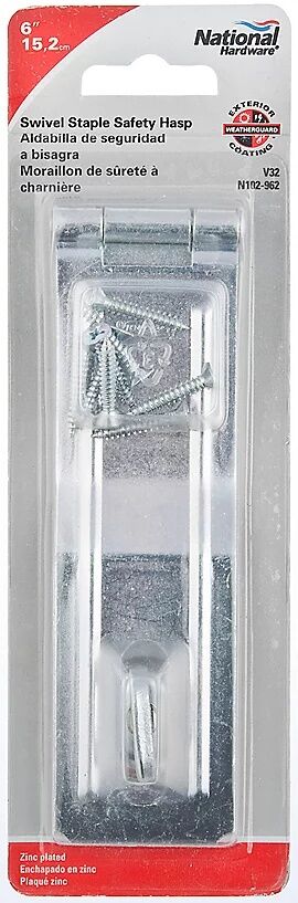National Hardware Zinc Plated Swivel Staple Safety Hasp, 6-In