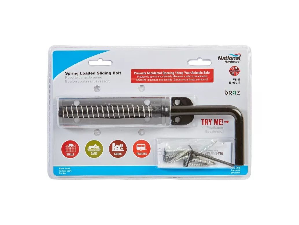 National Hardware Spring Loaded Heavy Duty Sliding Bolt